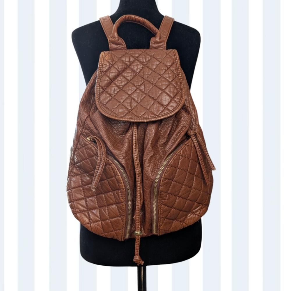 Chic Quilted Brown Backpack